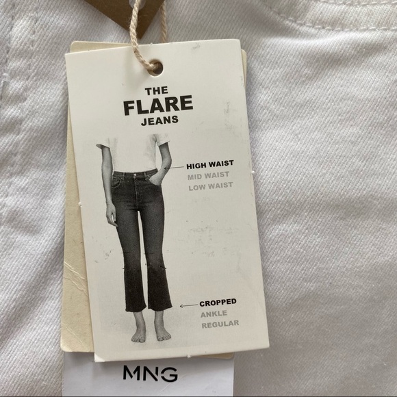 NEW Mango Sienna High Waist Cropped Flare Leg White Denim Stretch Jeans US 2 - Picture 8 of 13